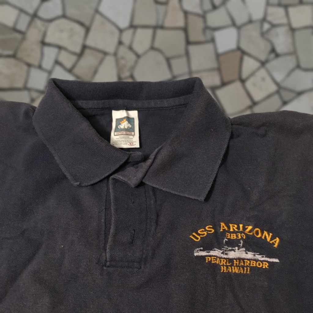 Vintage VINTAGE Cotton Deluxe USS Arizona Polo Shirt Mens XL Blue Short Sleeve BB39 Pearl Harbor Hawaii Size US XL / EU 56 / 4 - 1 Thumbnail