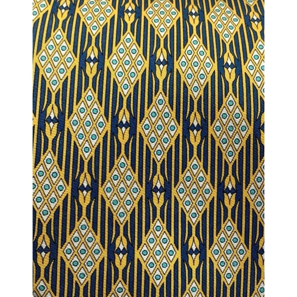 Battistoni BATTISTONI BAT 1024 Yellow Geometric Luxury Silk Tie Made Ja Size ONE SIZE - 8 Thumbnail