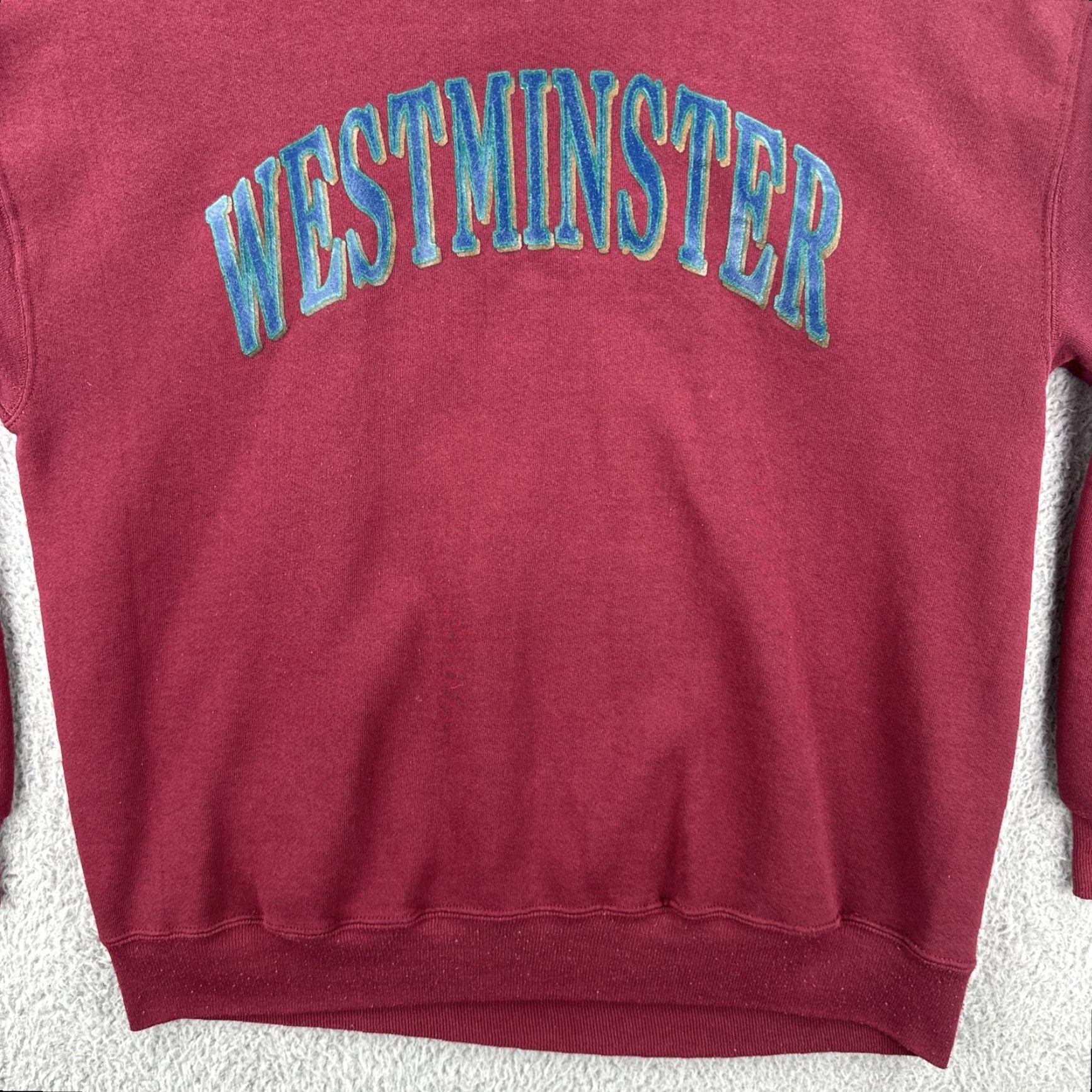 Vintage VINTAGE Gear For Sports Mens L Crewneck Sweatshirt Red Westminster College Sports Maroon/Cotton Pullover Size US L / EU 52-54 / 3 - 4 Thumbnail