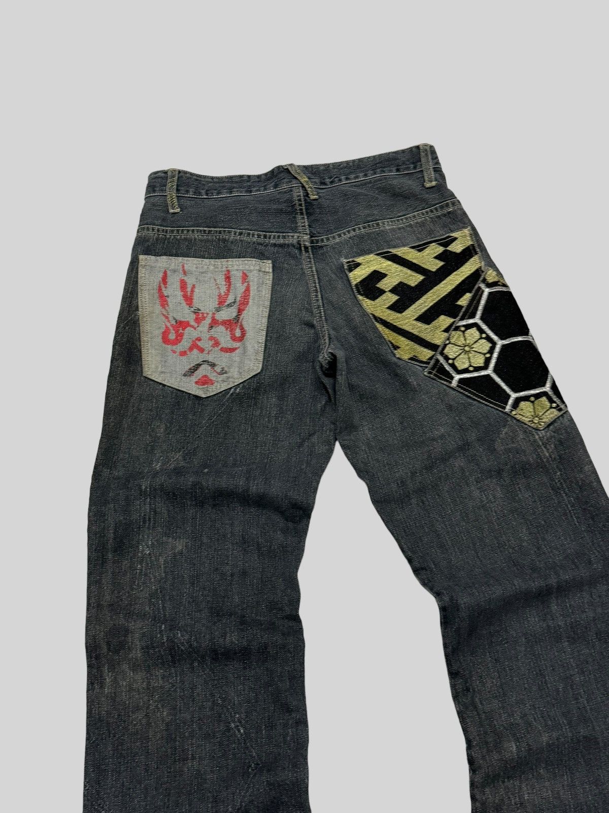 Japanese Brand Gumu Floral Double Pocket Jeans Distressed Jeans Size US 31 - 9 Thumbnail