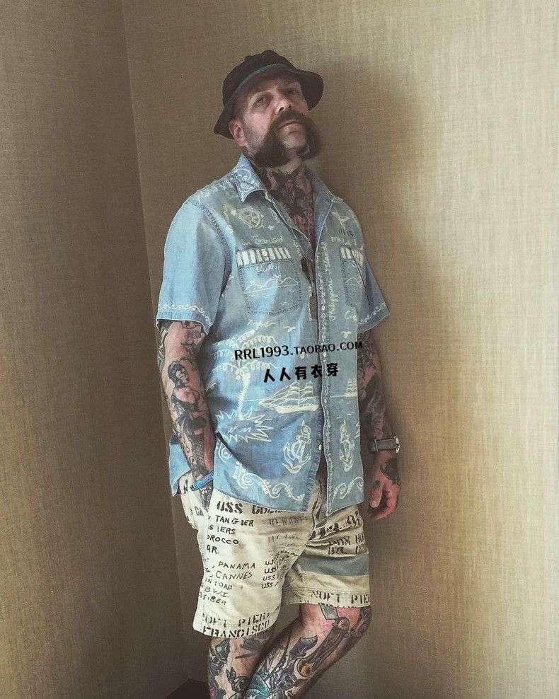 RRL Ralph Lauren RRL Ralph Lauren Hawaiian painting blue dye short sleeved Size US S / EU 44-46 / 1 - 1 Thumbnail