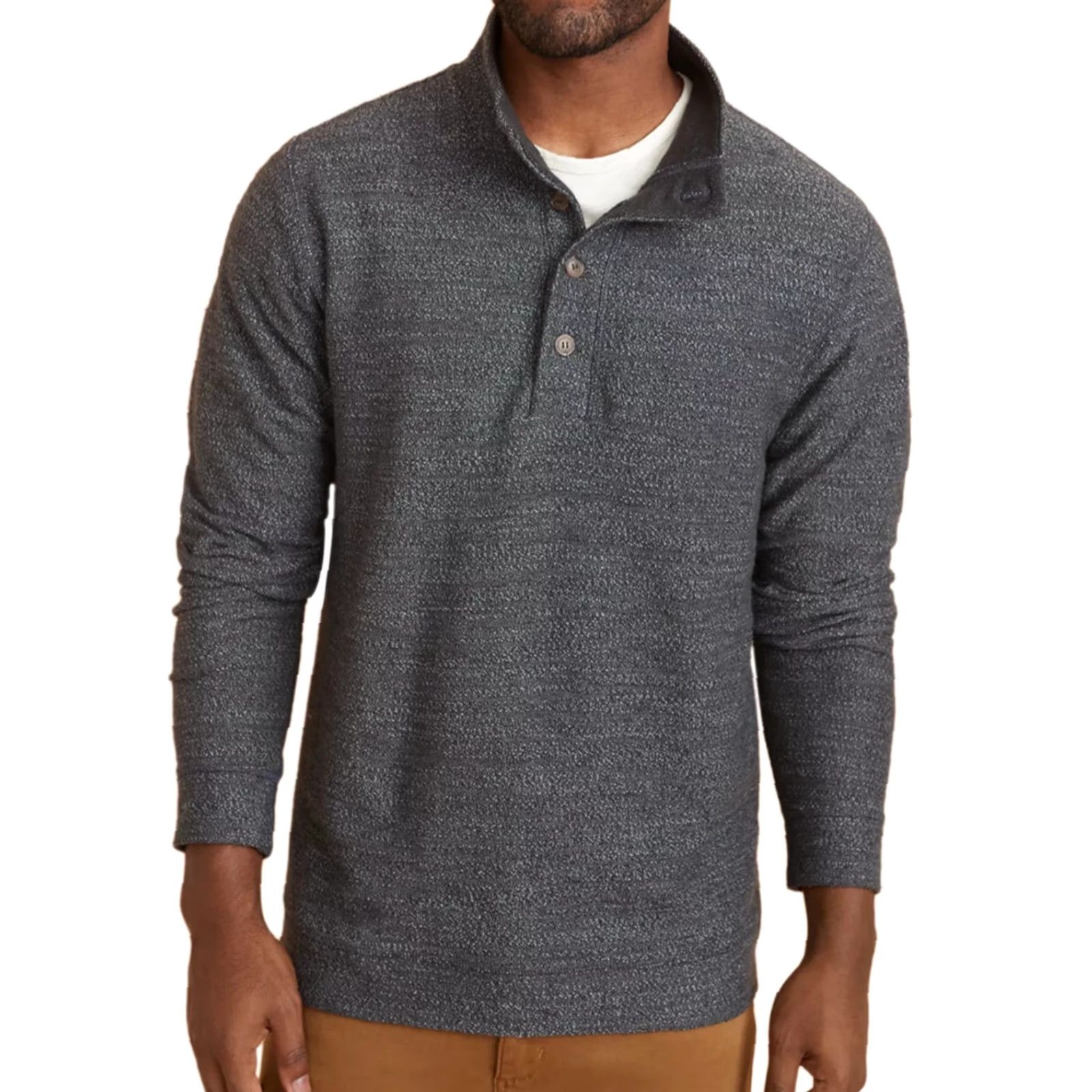 Marine Layer VINTAGE Marine Layer Men’s Clayton Henley Sweatshirt XL Gray Organic Cotton Blend Knit Sweatshirt Mens Classic Preppy Henley 90s Size US XL / EU 56 / 4 - 2 Thumbnail