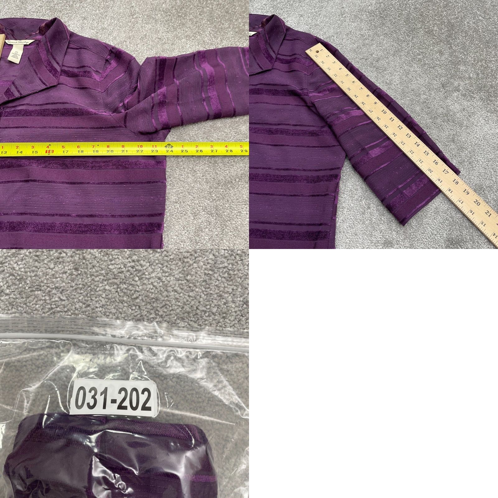 Vintage French Laundry Button Down Shirt Womens XL Purple Striped 3/4 Sleeve Blouse Work Size XL / US 12-14 / IT 48-50 - 8 Thumbnail