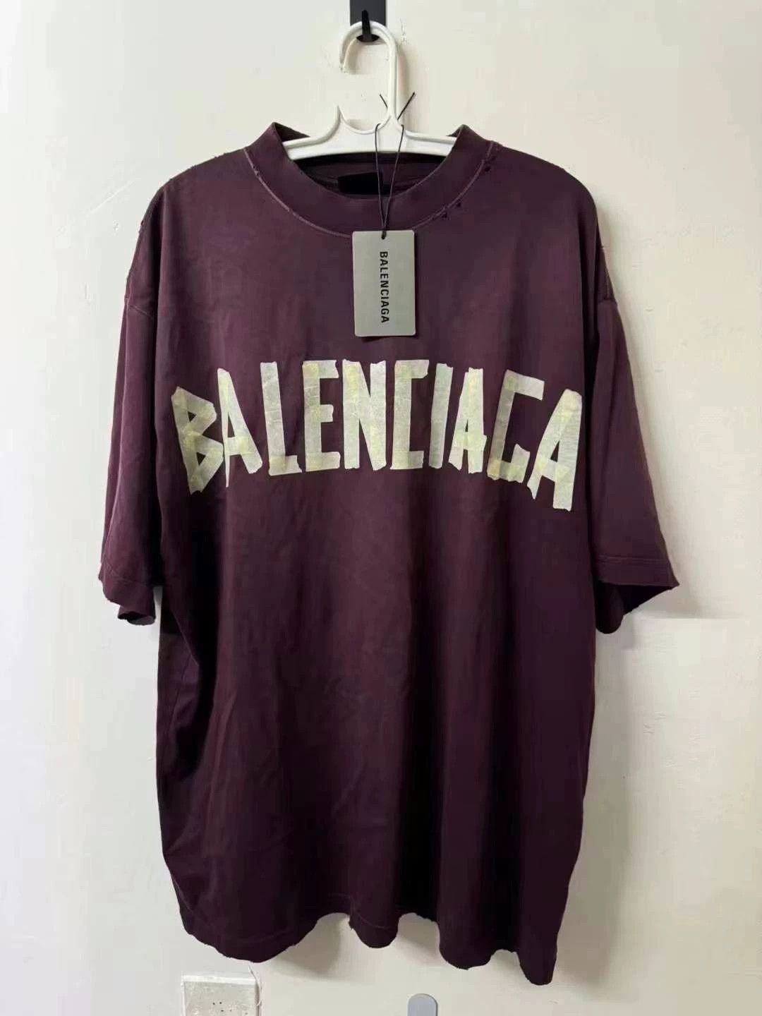 Balenciaga Balenciaga wine red tape short sleeved shirt Size US S / EU 44-46 / 1 - 1 Thumbnail