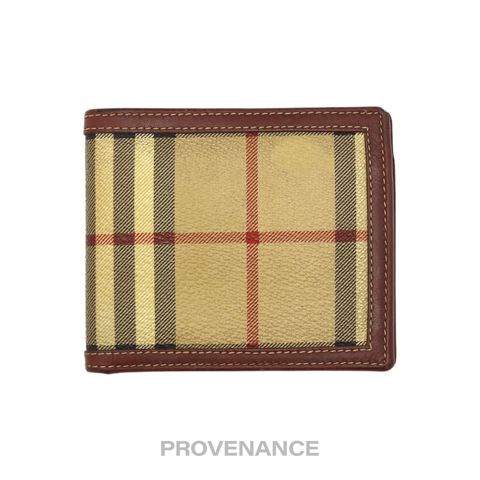 Burberry 🔴 Burberry Bifold Wallet - Haymarket Check Brown Size ONE SIZE - 1 Thumbnail