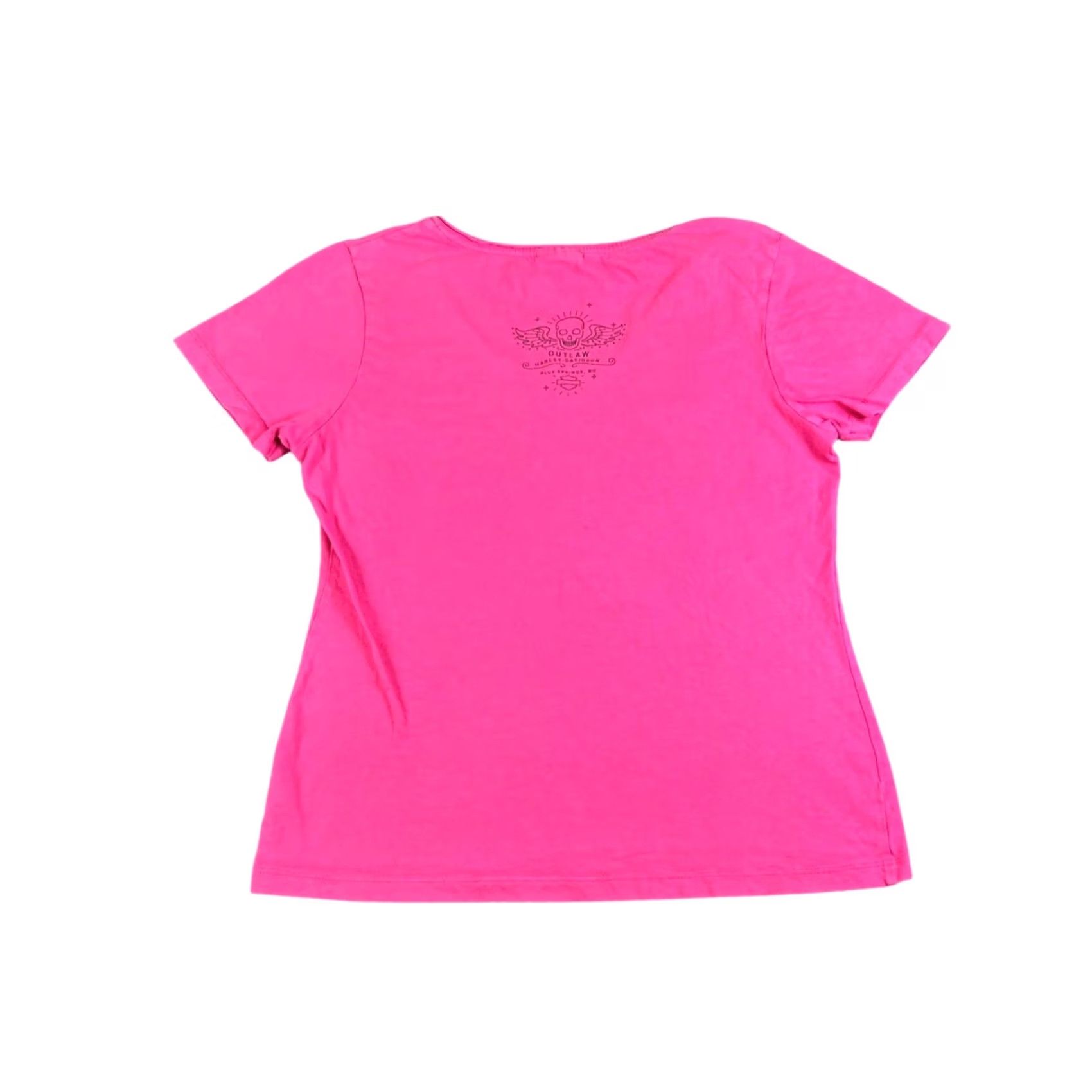 Harley Davidson Harley-Davidson Womens T-Shirt Pink V-Neck Short Sleeve Outlaw Graphic 2019 M Size M / US 6-8 / IT 42-44 - 2 Thumbnail