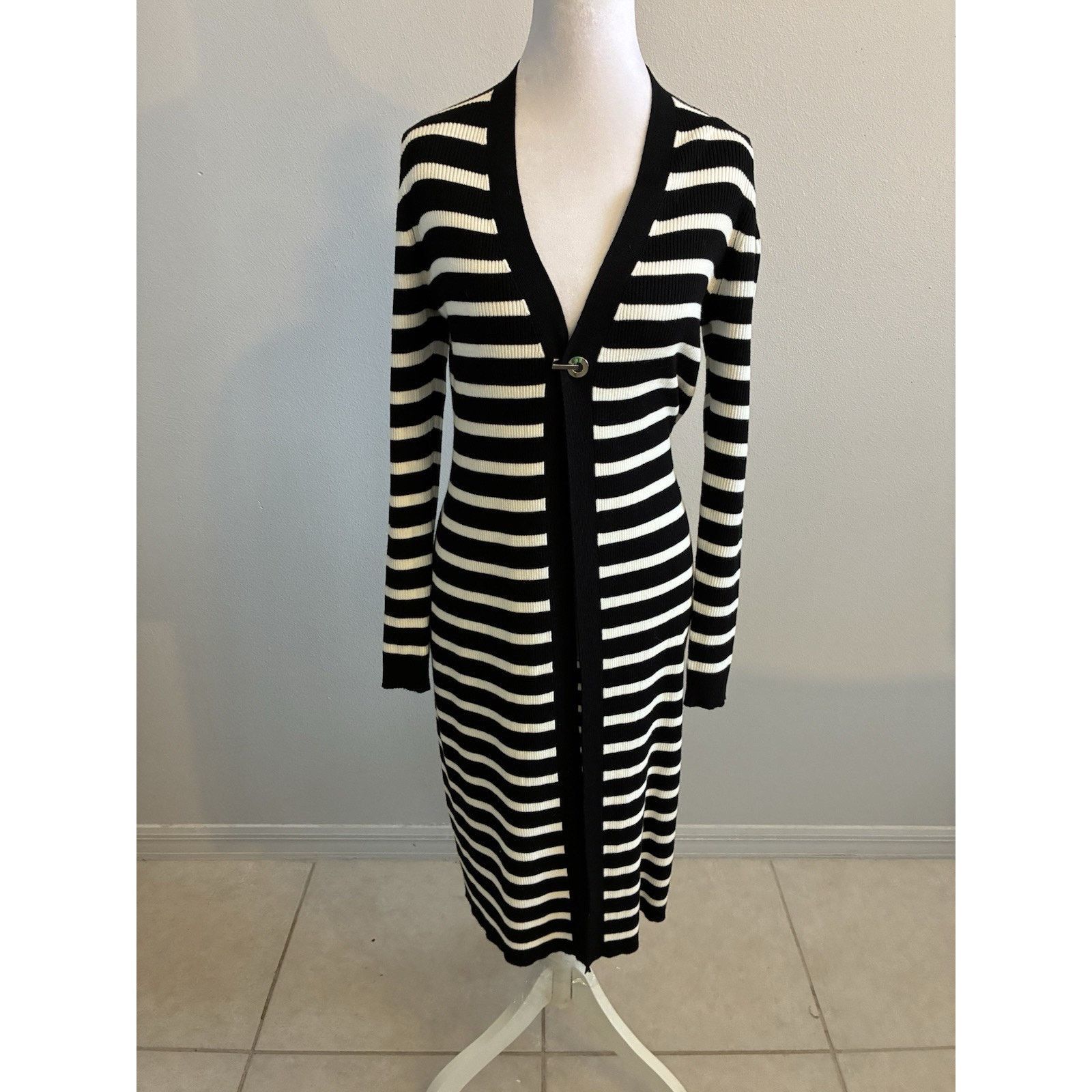 Nine West Striped Long Duster Cardigan Quiet Luxury Minimalist S Size S / US 4 / IT 40 - 10 Thumbnail