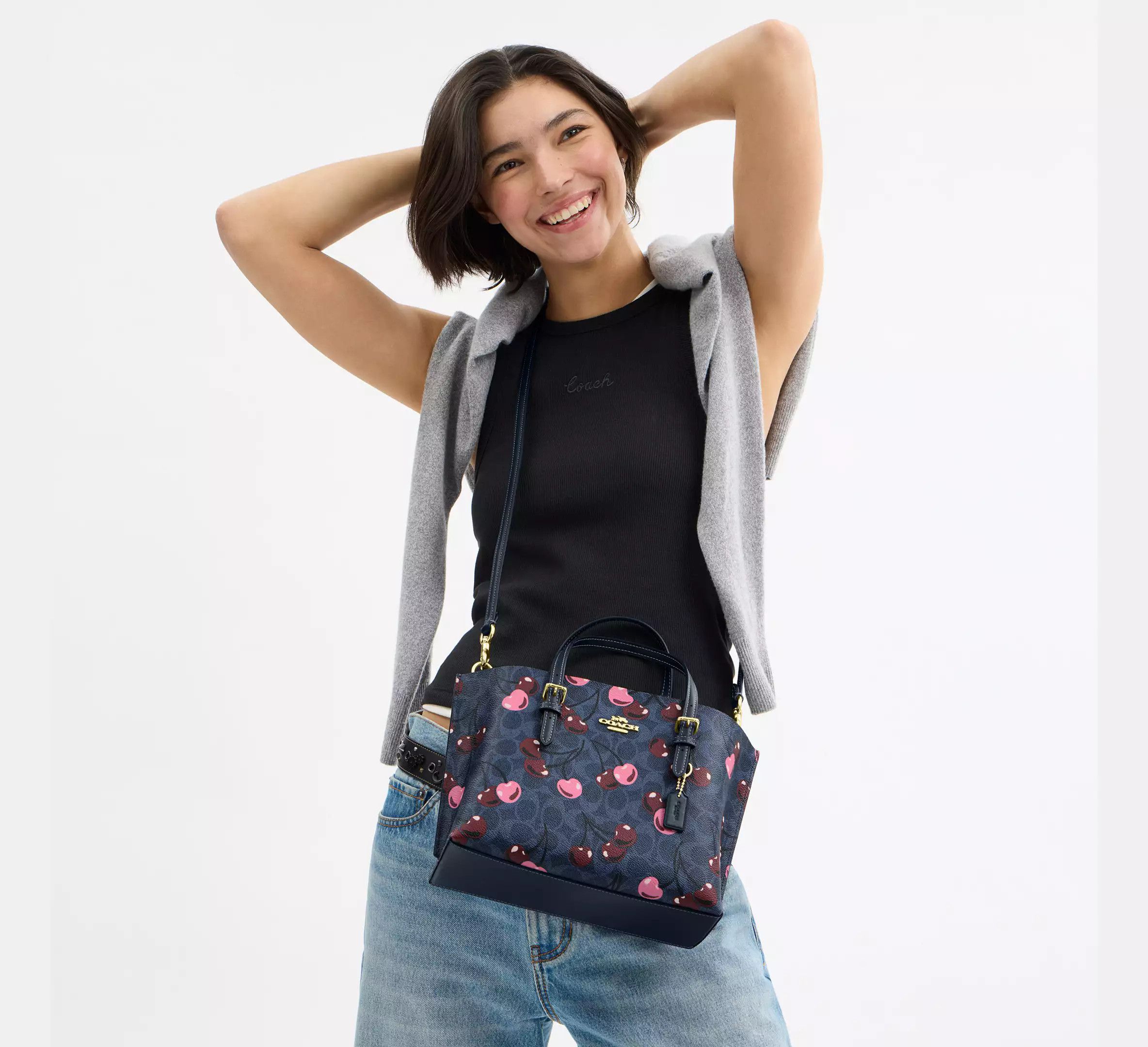 Coach Mollie Tote Bag 25 In Signature Canvas With Cherry CZ772 Size ONE SIZE - 7 Thumbnail