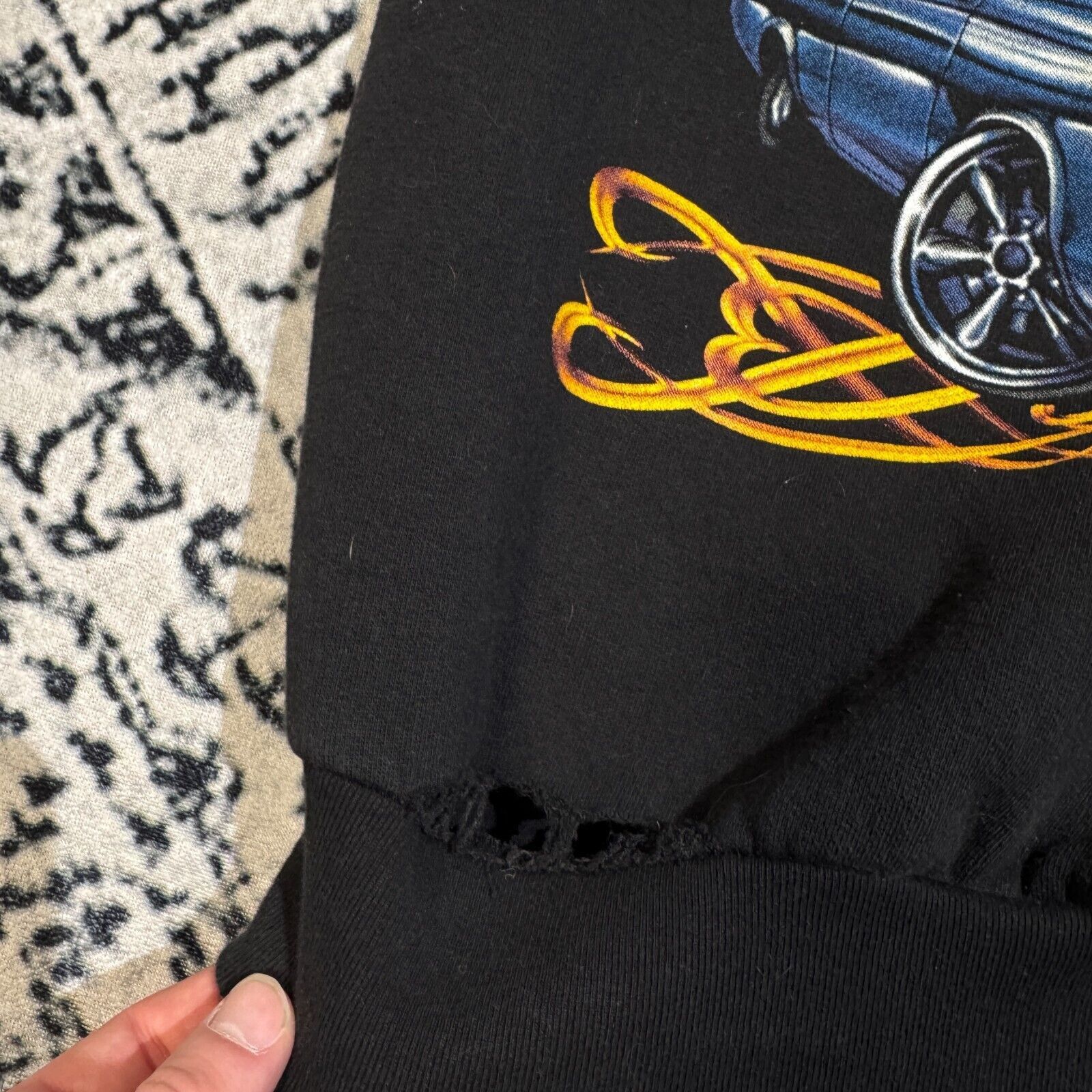 Vintage Vintage Black Cotton Hoodie Size S 90s Gambling Card Car Y2K Size US S / EU 44-46 / 1 - 13 Thumbnail
