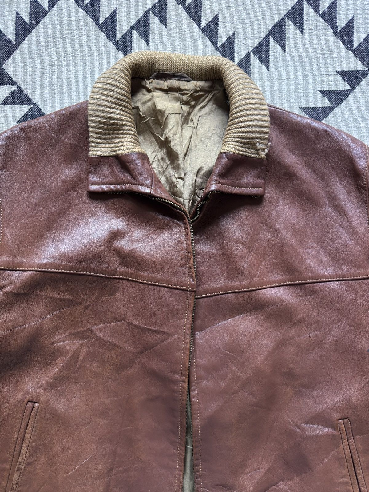 Vintage Vintage 1950s Brown Leather Bomber Jacket Size US L / EU 52-54 / 3 - 2 Thumbnail