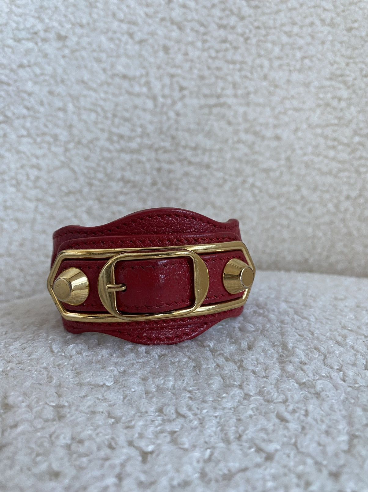 Balenciaga × Designer Balenciaga arena giant red leather bracelet - medium Size ONE SIZE - 1 Thumbnail