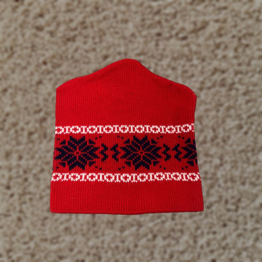 Vintage VINTAGE Beanie Hat Adult One Size Red Knit 100% Acrylic Fair Isle Winter Men Boys Size ONE SIZE - 1 Thumbnail
