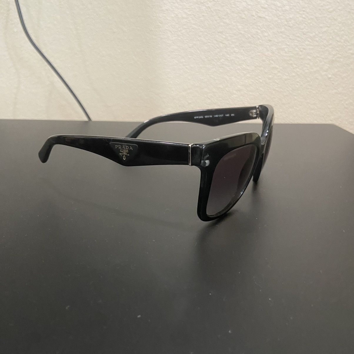 PRADA ITALY SPR 24Q 53[]19 140 BLACK GRAY TONE SUNGLASSES