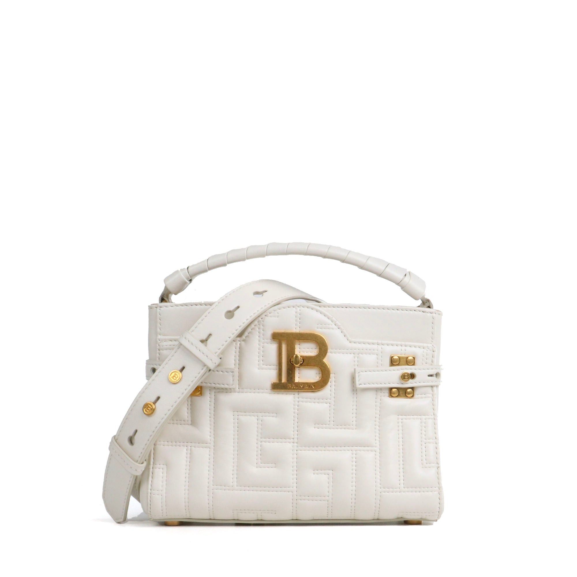 Balmain BALMAIN - Balmain B-Buzz 22 shoulder bag in white smooth leather Size ONE SIZE - 1 Thumbnail