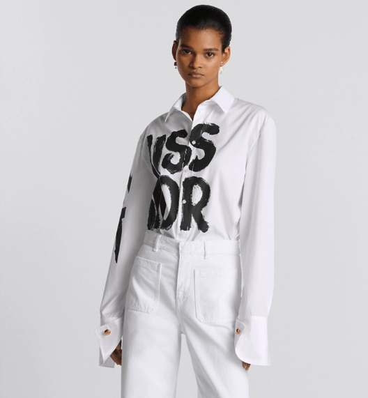 Dior o1w1db11225 451B28 Blouse in White/Black Size XL / US 12-14 / IT 48-50 - 4 Thumbnail