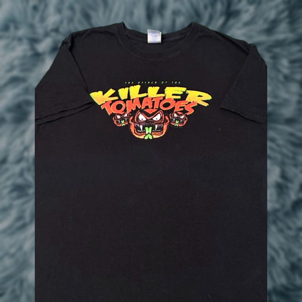 Vintage VINTAGE 90s Attack Of The Killer Tomatoes Horror Video Game VTG Shirt Sz L Mens Black Short Sleeve T-Shirt Size US L / EU 52-54 / 3 - 1 Thumbnail