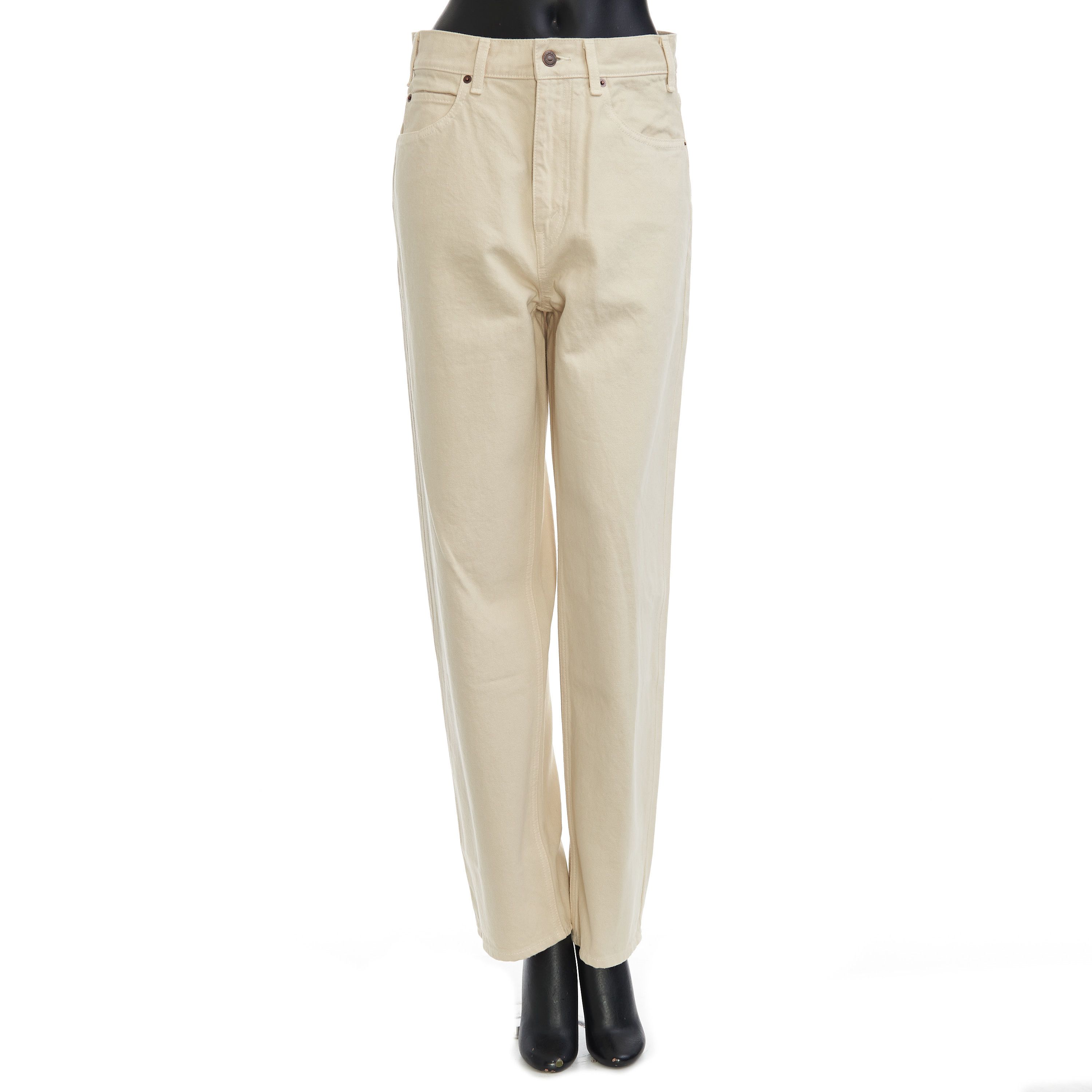 Celine High Waisted Margaret Jeans In Cream Wash Cotton Size 32" / US 10 / IT 46 - 1 Thumbnail