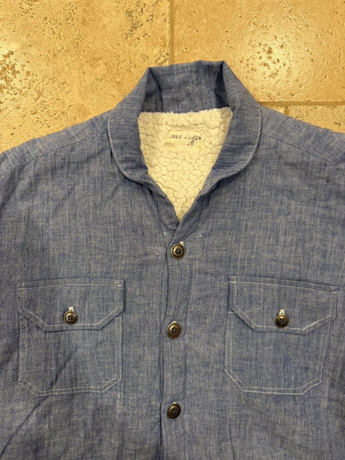 Greg Lauren Greg Lauren SS25 Blue Chambray Sherpa Lined Jacket Size US XL / EU 56 / 4 - 10 Thumbnail