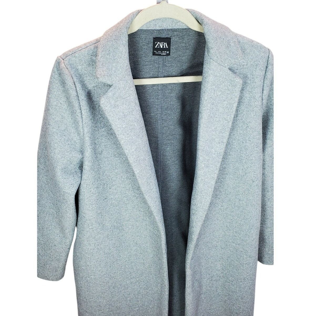 Zara Zara Grey Overflap Open Front Coat Jacket Large Size L / US 10 / IT 46 - 3 Thumbnail