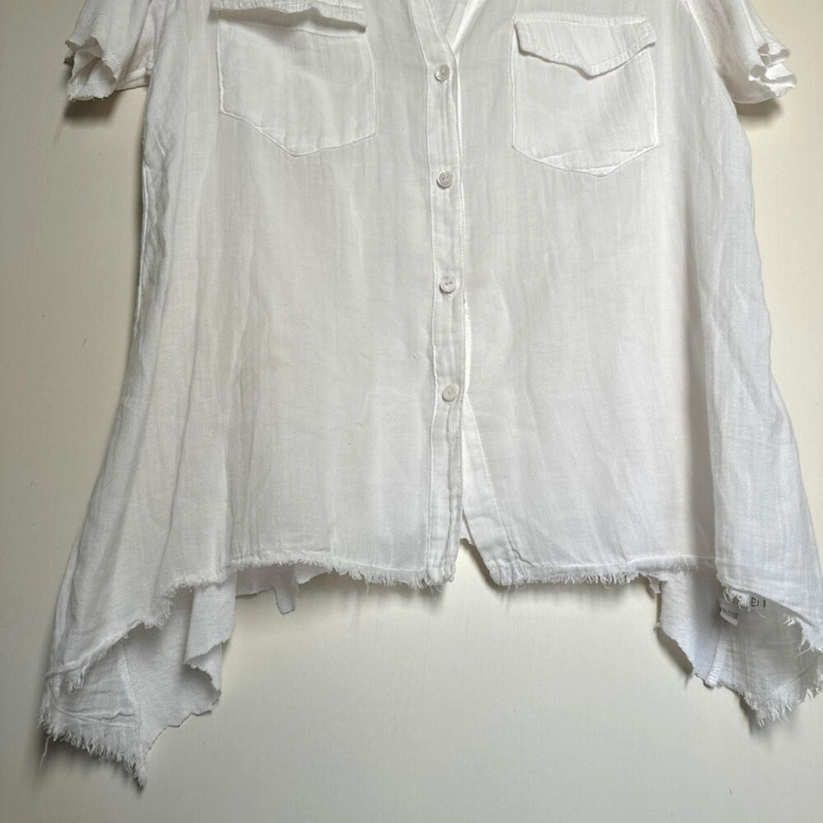 Enza Costa Enza Costa Italian Pima Cotton blend Shirt Raw Edge Hem sz M Size M / US 6-8 / IT 42-44 - 3 Thumbnail