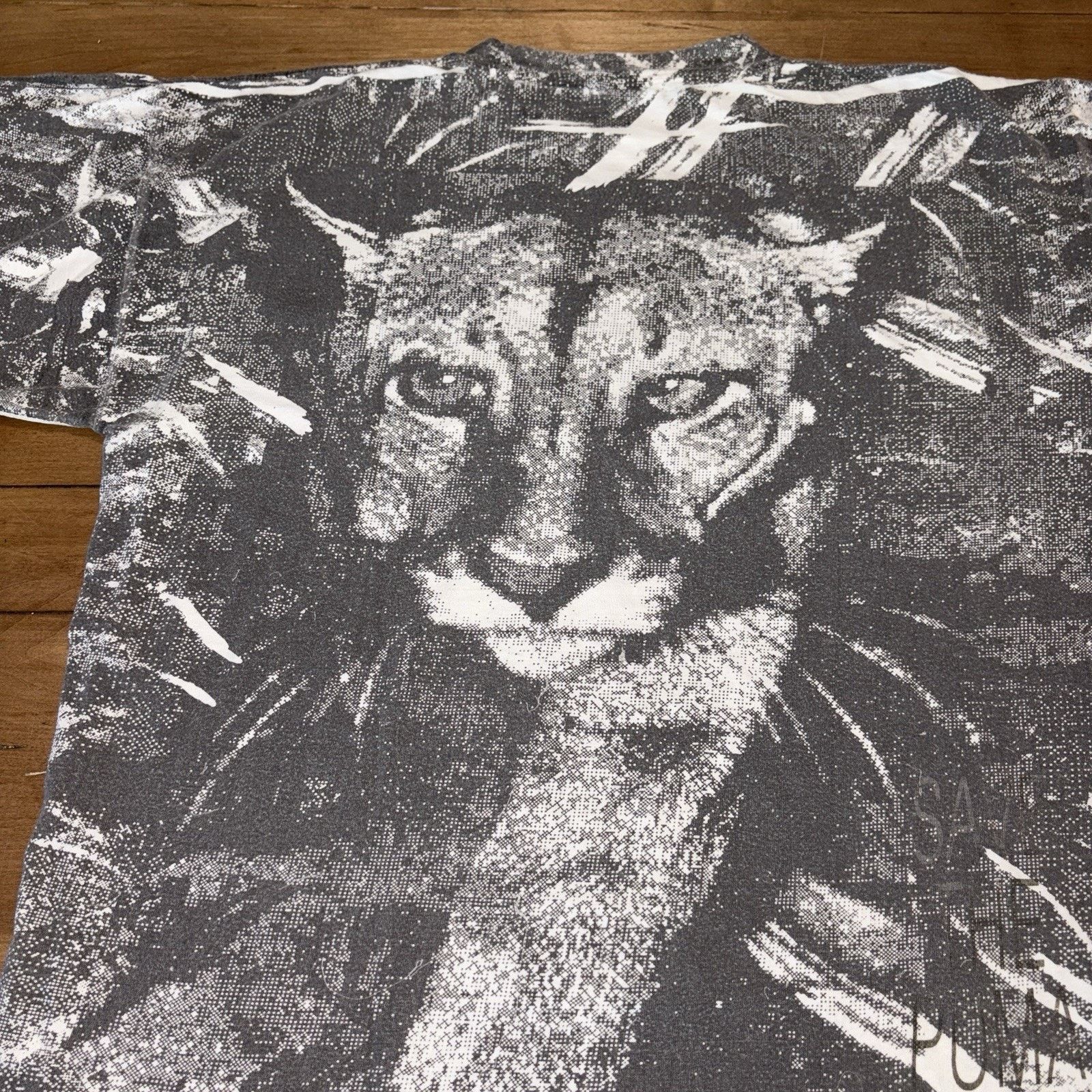 Puma × Vintage Vintage 90s PUMA Shirt All Over Print Save The Puma Big Cat Size US L / EU 52-54 / 3 - 6 Thumbnail