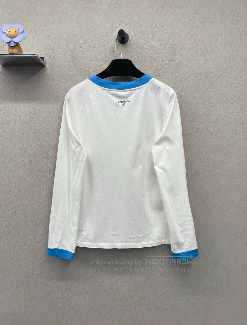 Chanel Chanel Blue and white colour block coco print short sleeve Size S / US 4 / IT 40 - 2 Thumbnail