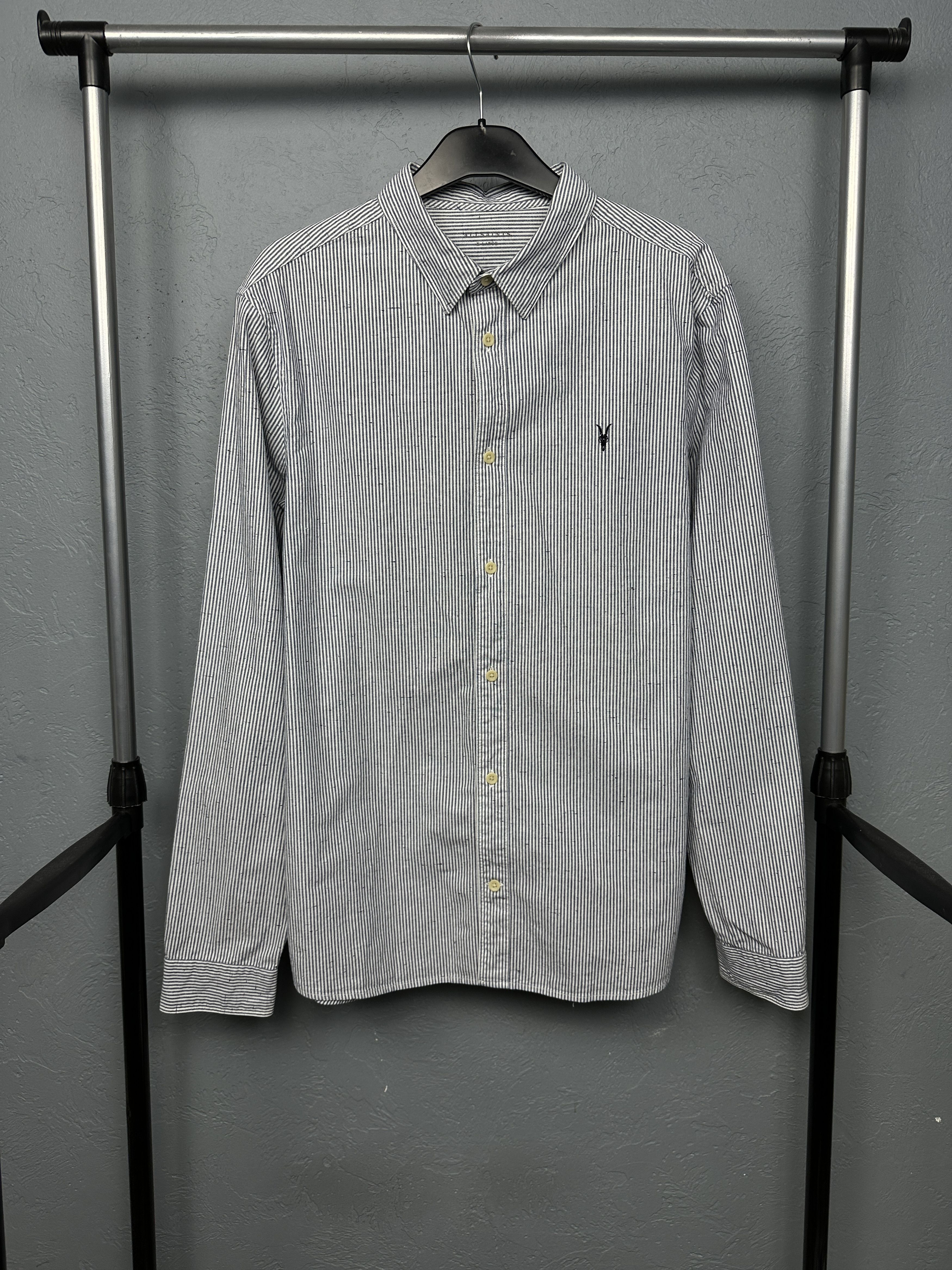 Allsaints Allsaints Delmont Mens Long Sleeve Striped Shirt Size US XL / EU 56 / 4 - 1 Thumbnail