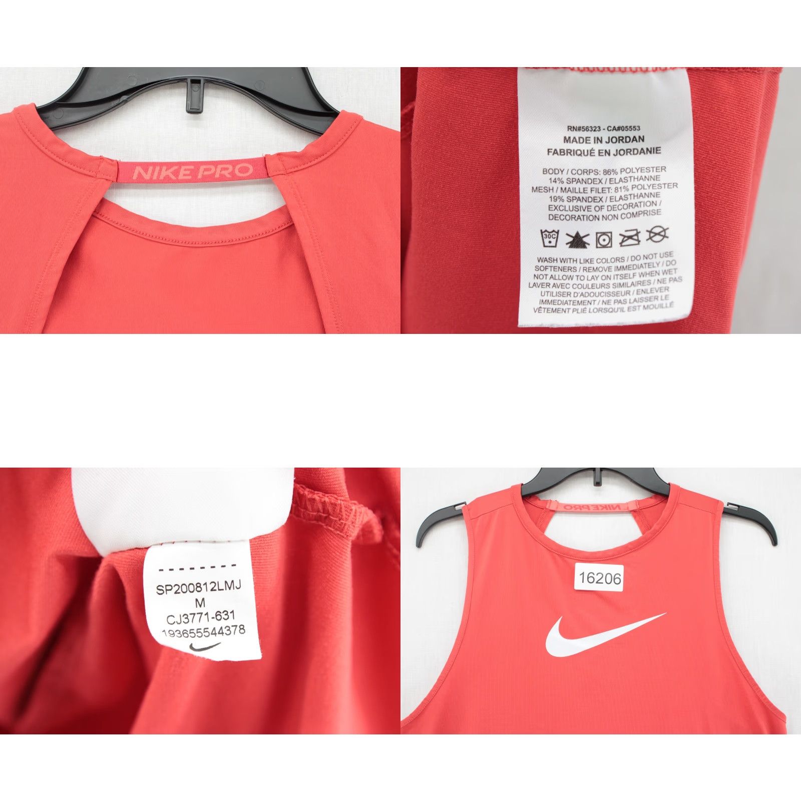 Nike Nike Pro Essential Swoosh Tank Top Women Medium Orange Open Back Athleisure Sleeveless Racerback Shirt Size M / US 6-8 / IT 42-44 - 8 Thumbnail