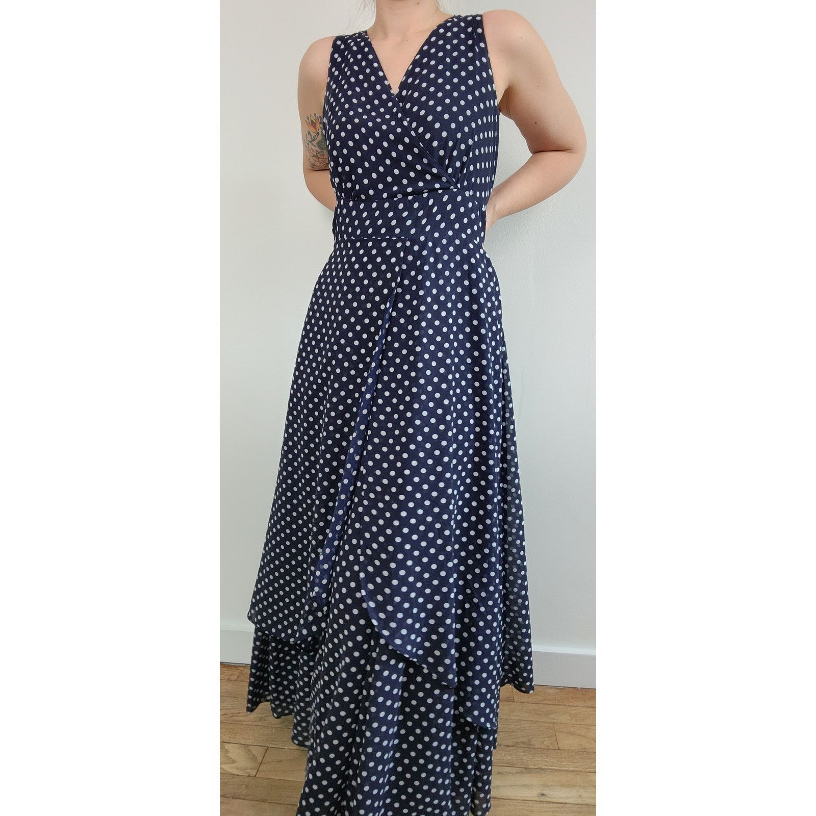 Other Jessica London Polka Dot Dress Maxi Sleeveless Sheer 14 Size L / US 10 / IT 46 - 4 Thumbnail
