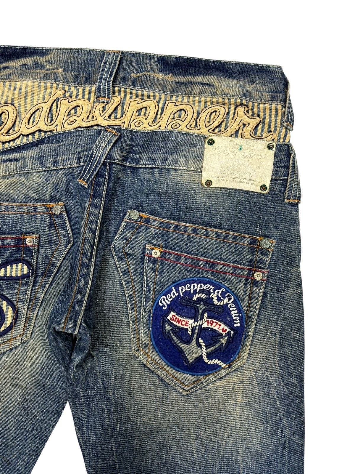 Kapital Red Pepper Double Waist Claw Mark Distressed Denim Jeans Size US 30 / EU 46 - 7 Thumbnail