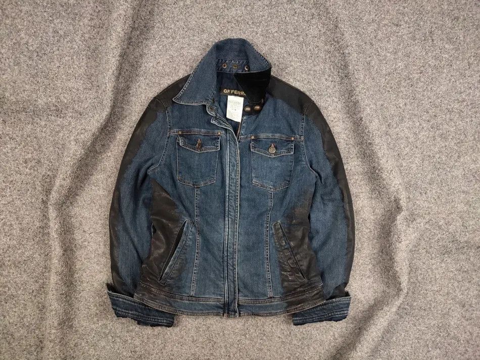 GianFranco Ferre Vintage Blue waxed Zip Button Denim Jacket