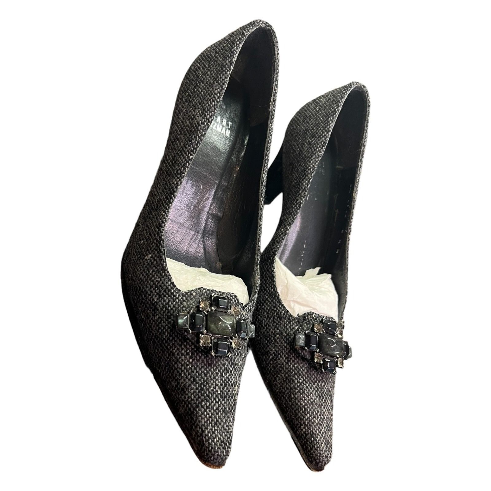 Stuart Weitzman STUART WEITZMAN Platform 3" Heels Women Tweed Jewel Embellis Size US 8.5 / IT 38.5 - 2 Thumbnail