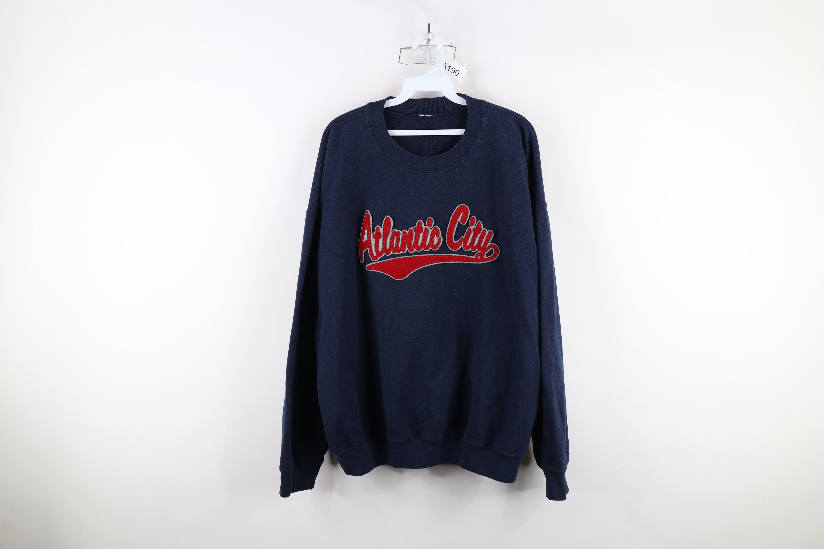 Vintage Vintage 90s Spell Script Atlantic City Crewneck Sweatshirt Size US XXL / EU 58 / 5 - 1 Thumbnail