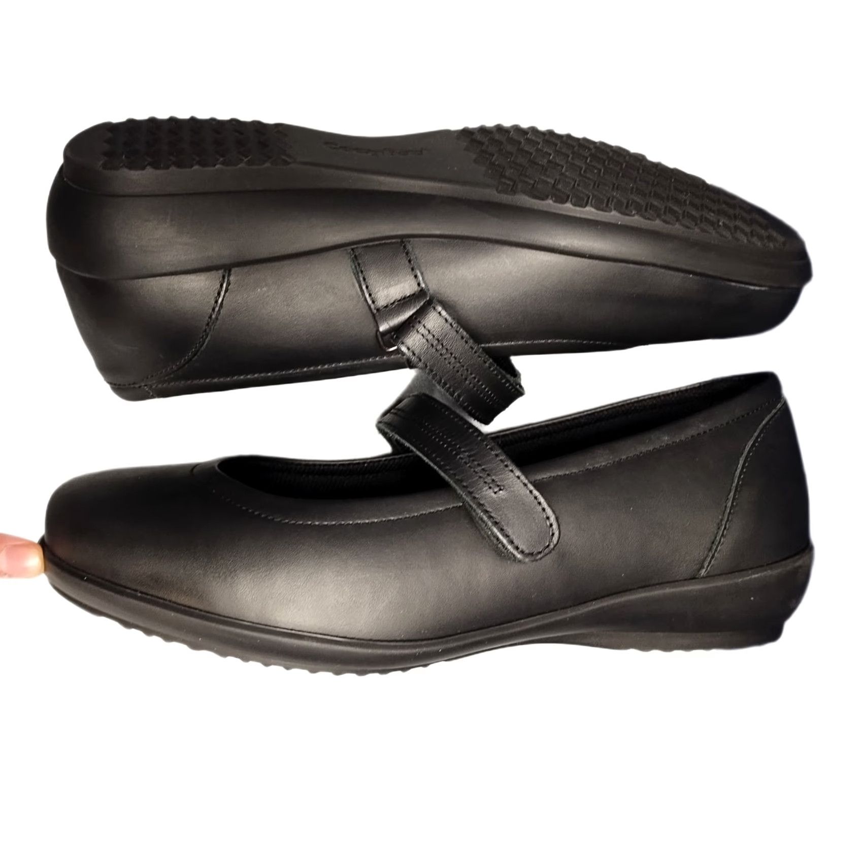 Vintage Cosyfeet Womens Mary Jane Flats Size 8.5 Black Hook & Loop Size US 7 / IT 37 - 2 Thumbnail