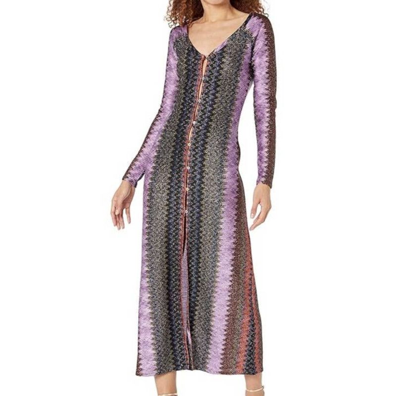 image of Ramy Brook Metallic Tango Convertible Maxi Dress Soho Knit in Purple, Women's (Size Small)