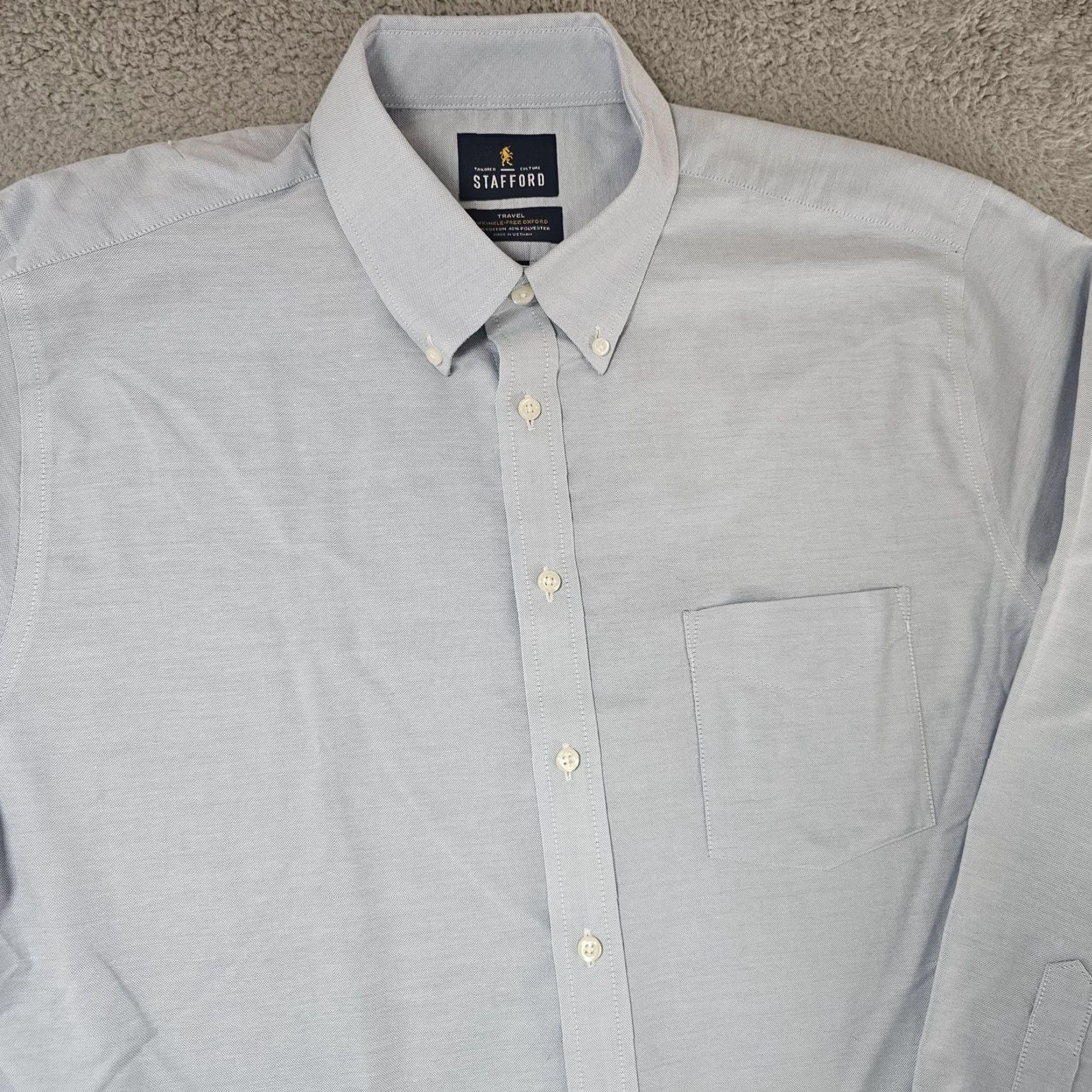 Stafford Stafford Shirt Mens 16.5 34/35 Blue Travel Wrinkle Free Oxford Regular Fit Shirt Mens Blue Travel Wrinkle-Free Oxford Regular Fit Size US XL / EU 56 / 4 - 2 Thumbnail