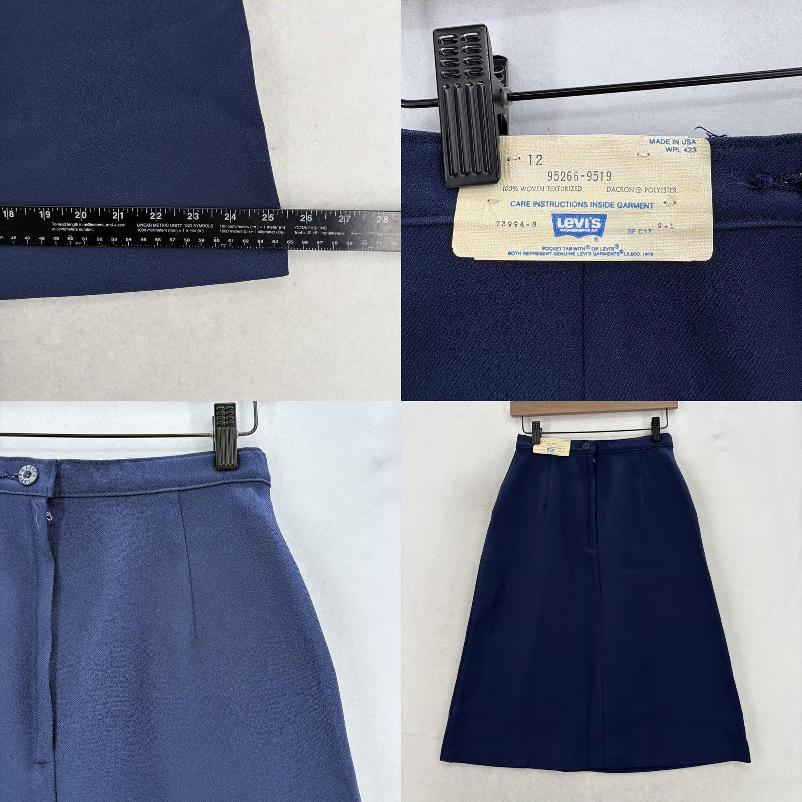Levi's VINTAGE Levi's Skirt Womens 12 Blue Polyester A-Line Midi High Waist Twill USA Pockets Zip Size 34" / US 12 / IT 48 - 8 Thumbnail