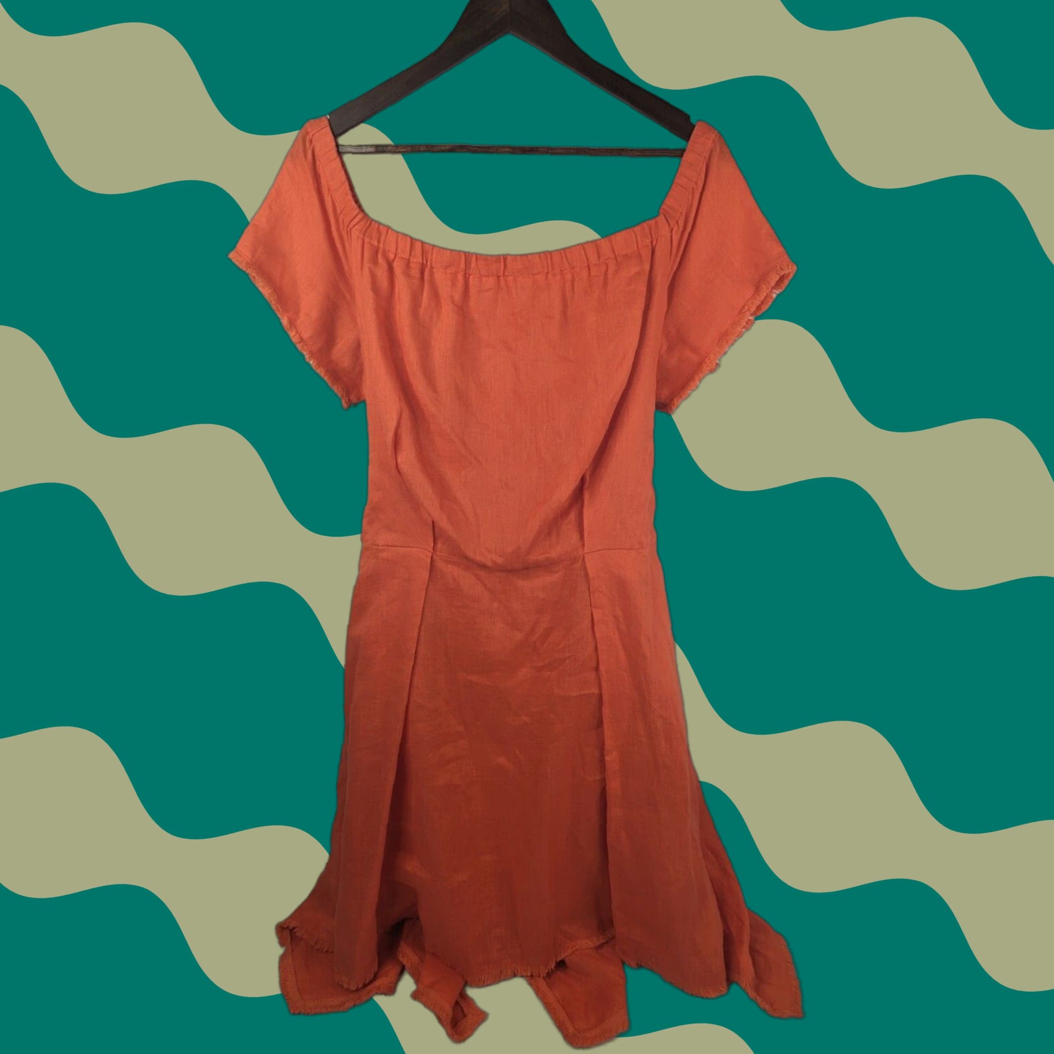 DKNY DKNY Off The Shoulder Linen Dress Maxi Dress Orange XL Women's Summer Size XL / US 12-14 / IT 48-50 - 1 Thumbnail