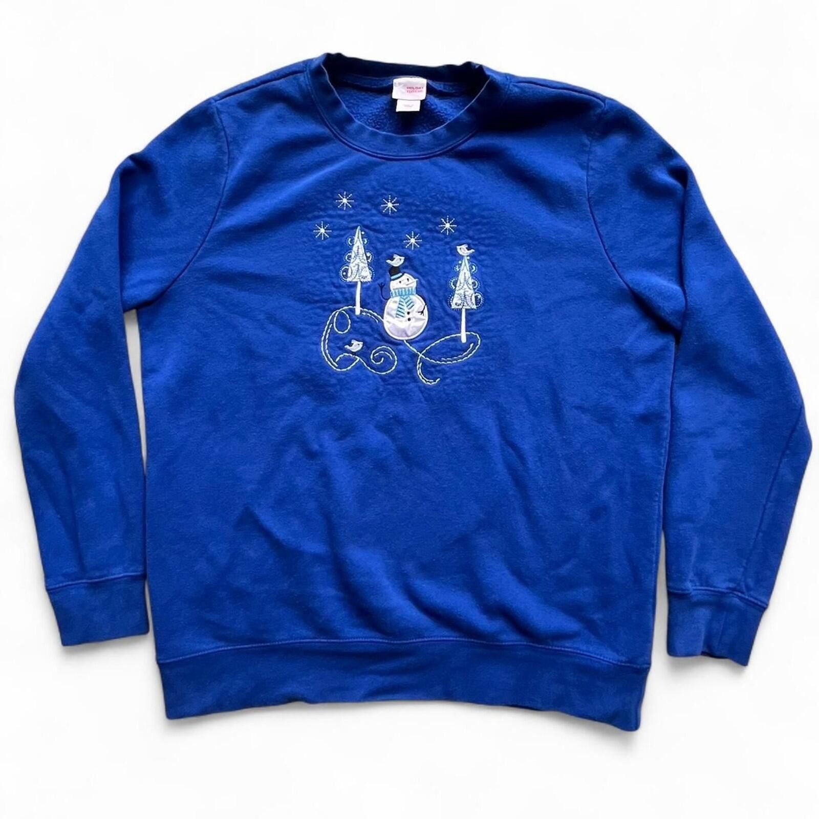 Basic Editions Holiday Embroidered Snowman Wonderland Sweatshirt Crewneck Size M / US 6-8 / IT 42-44 - 1 Thumbnail
