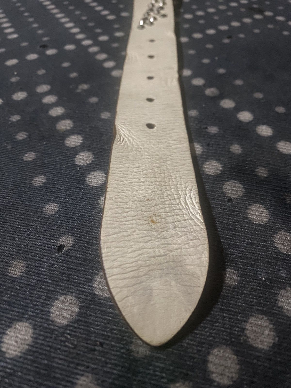 Genuine Leather Cream Leather Studded Spiky Punk Rock Belt Size ONE SIZE - 3 Thumbnail