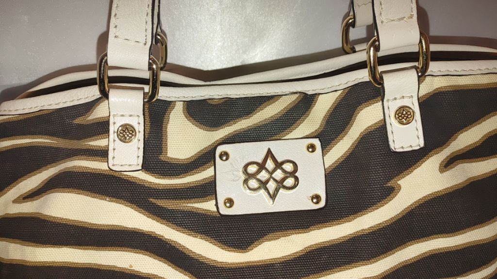 Antonio Maurizi Antonio Melani Zebra Striped Canvas Tote w. Leather Trim Size ONE SIZE - 4 Thumbnail