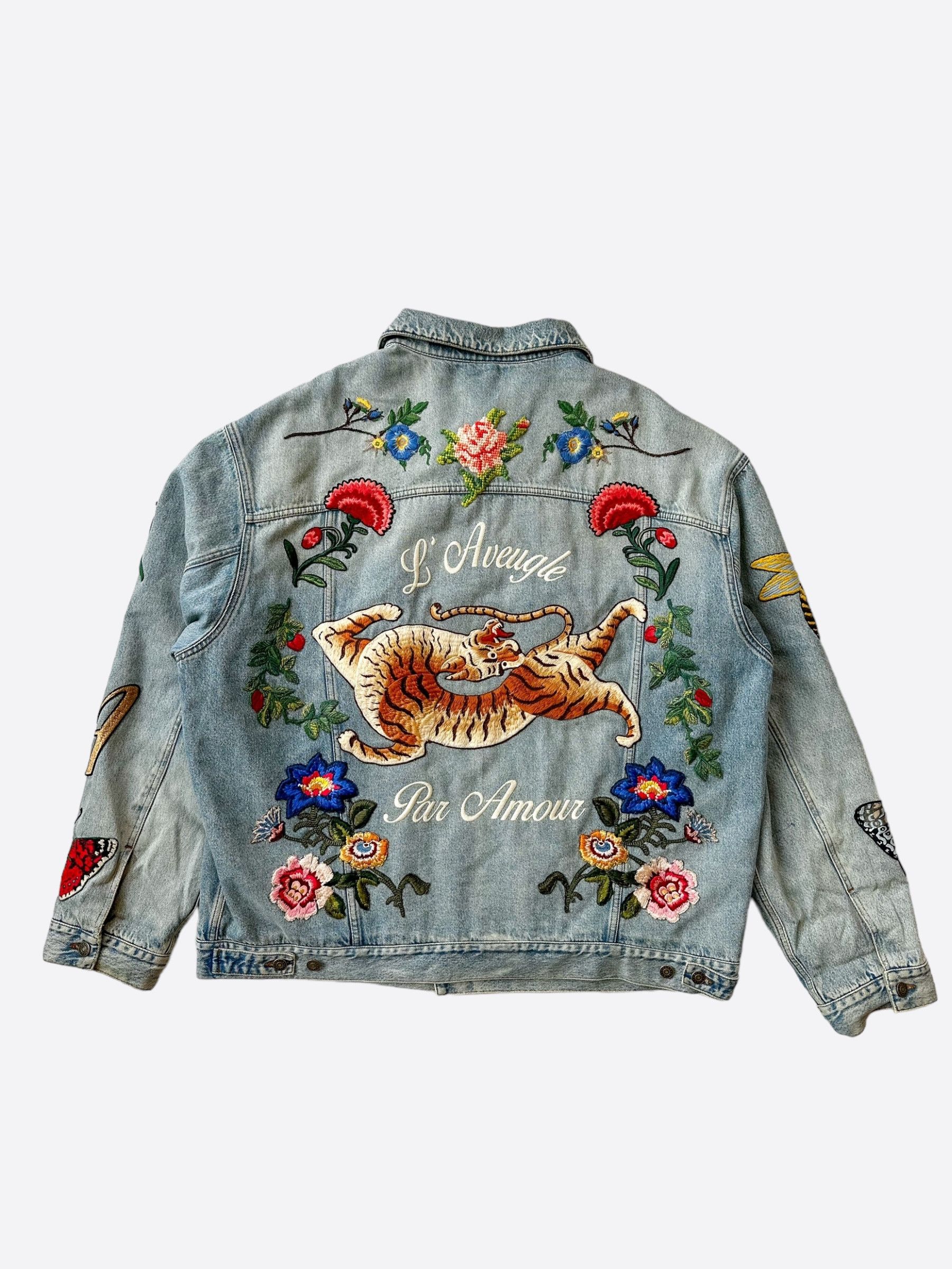 Gucci Gucci Blue DIY Custom Embroidered Patch Denim Jacket Size US XXL / EU 58 / 5 - 2 Thumbnail