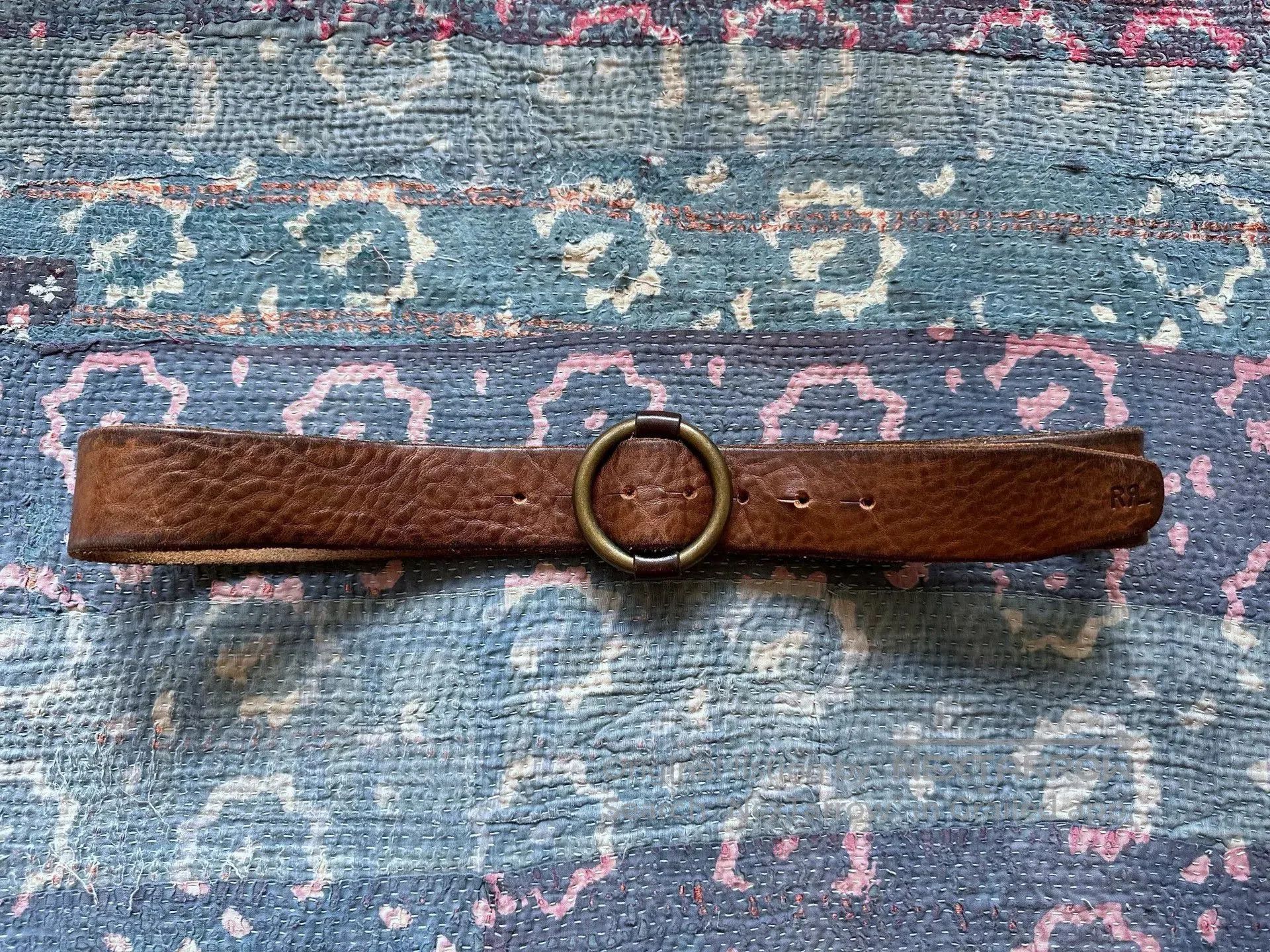 RRL Ralph Lauren Italian Round Buckle Leather Belt. Size ONE SIZE - 1 Thumbnail