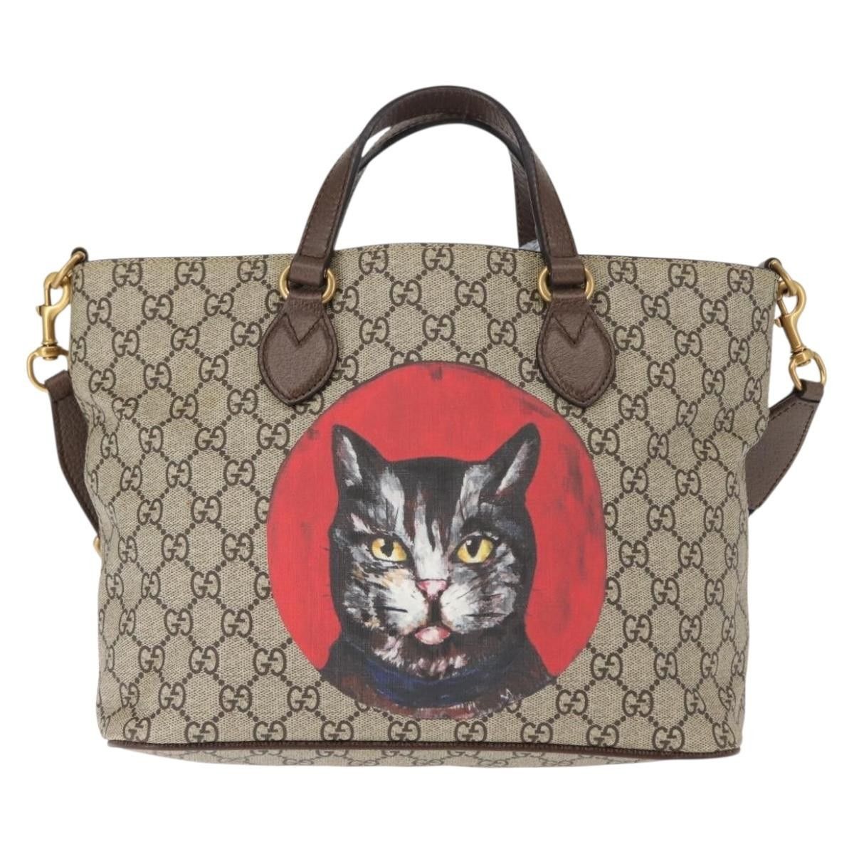 Gucci Convertible Soft Tote Mystic Cat Print GG Coated Canvas
