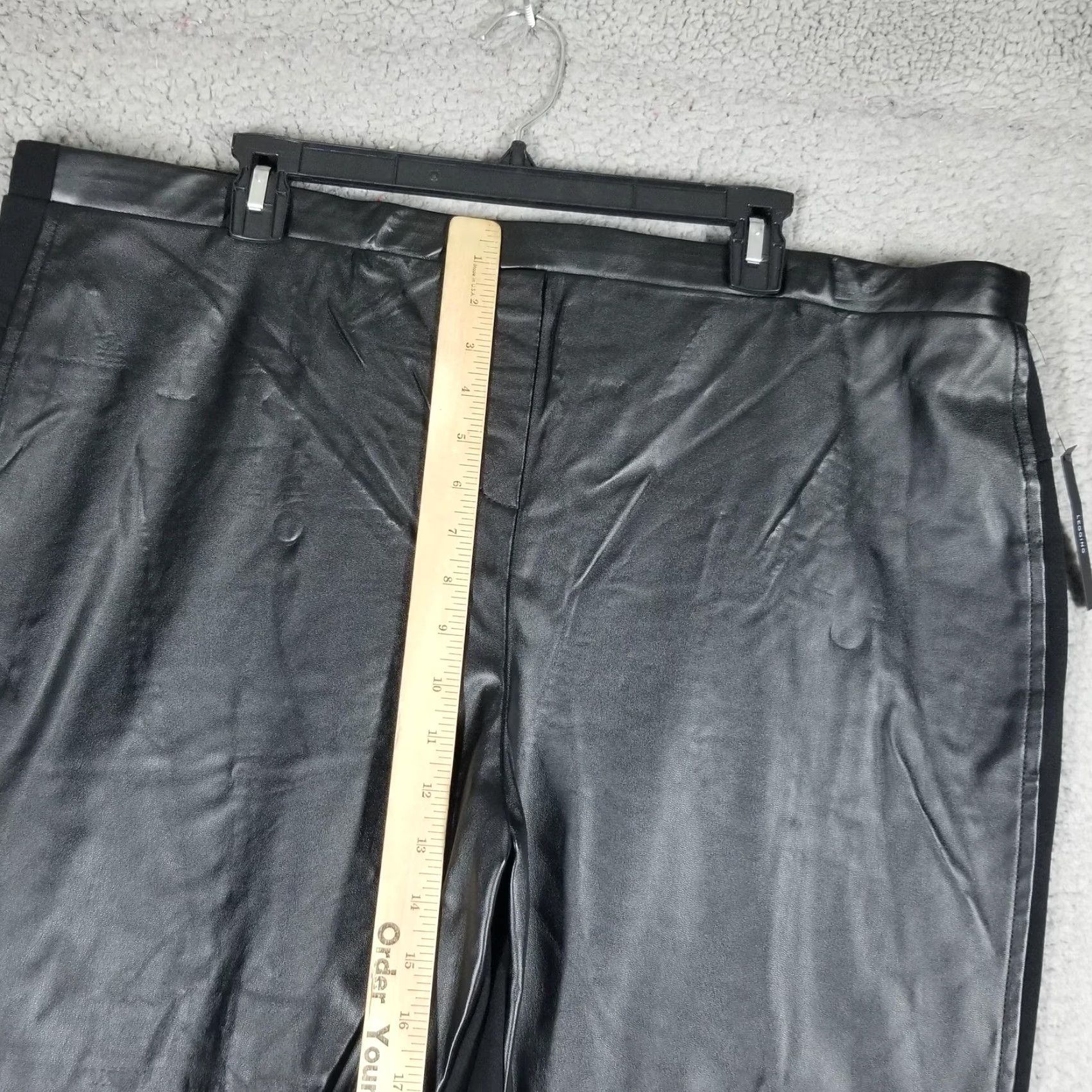 Worthington Worthington Woman Pants Womens 2X Black Faux Leather Ponte Leggings Pull On Plus Size 40" / US 18 - 6 Thumbnail