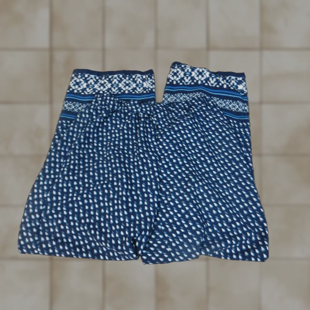 Vintage Rafaella Pants M blue Harem straight Women Regular Casual Knit Breathable 30in Inseam 28in Waist Crochet Floral Size 32" / US 10 / IT 46 - 1 Thumbnail
