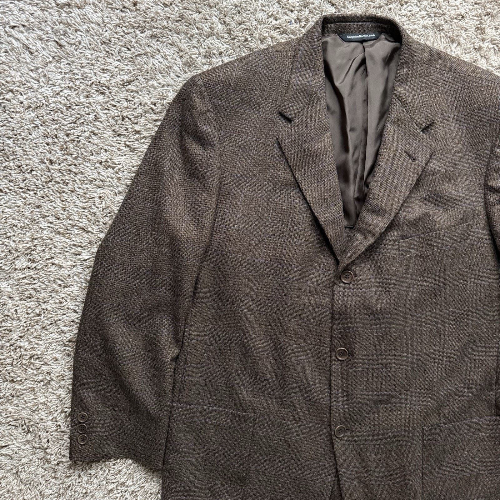 Ermenegildo Zegna × Vintage Ermenegildo Zegna Brown Plaid Suit Jacket 3 Button Wool 44R Size 44R - 10 Thumbnail