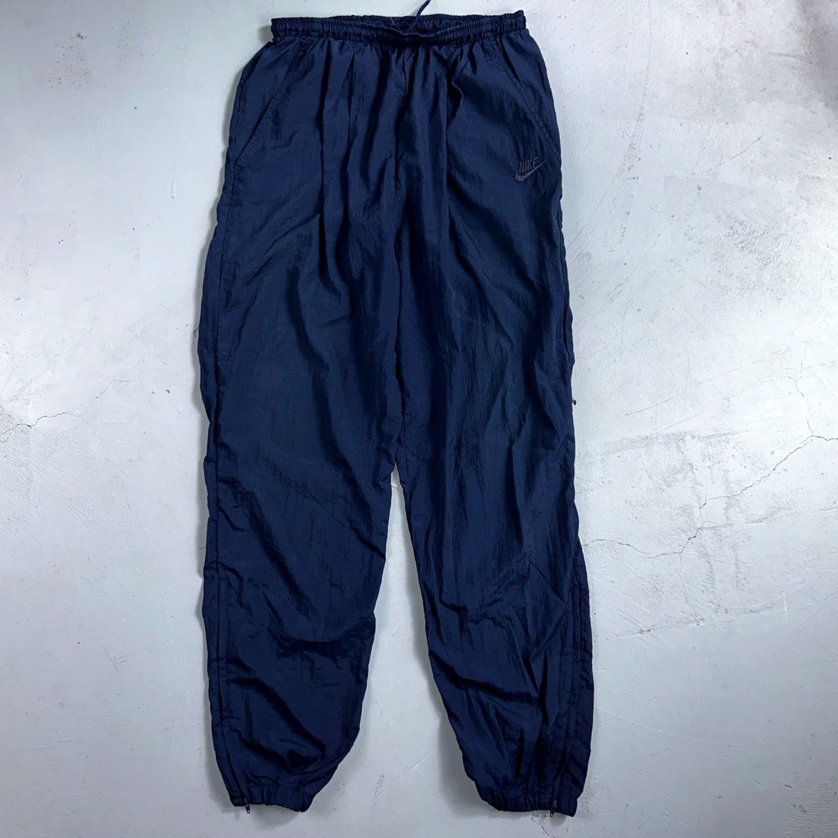 Nike VINTAGE Nike VTG 90s Windbreaker Track Pants Ankle Zip Unlined Blue 1990s Essential Size US 31 - 2 Thumbnail