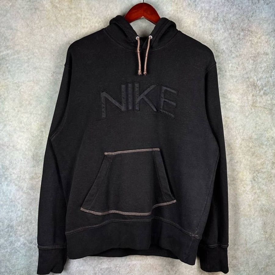 Nike × Vintage Vintage Y2K Nike Hoodie Sweatshirt Spell Out Sz M Black Size US M / EU 48-50 / 2 - 1 Thumbnail