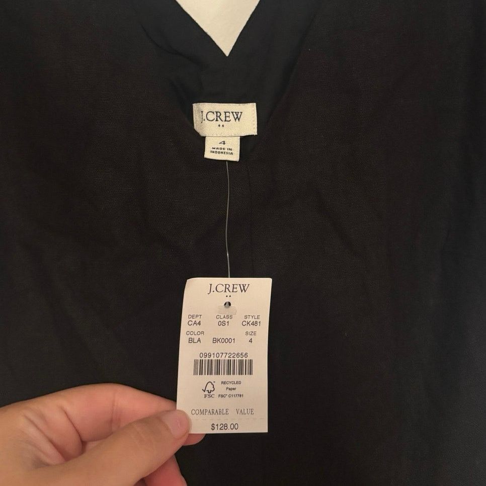 J.Crew NWT J.Crew Linen Blend Midi Dress Black Size 4 Size S / US 4 / IT 40 - 4 Thumbnail